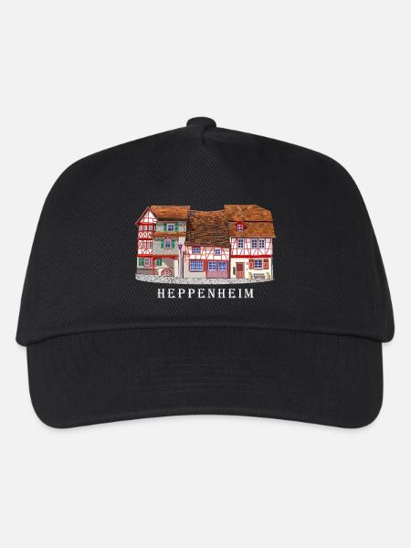 Heppenheim Altstadt., Amtsgasse Fachwerk, Odenwald - Kinder Basecap - Schwarz