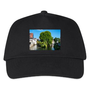 Stadtbild von Esslingen am Neckar von der Agnesbrücke aus - Kinder Basecap - Schwarz - Vorne