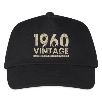 Jahrgang 1960er Bursdag - Unikat - Kinder Basecap - Schwarz - Vorne
