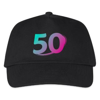 Nummer 50 mehrfarbig - Kinder Basecap - Schwarz - Vorne