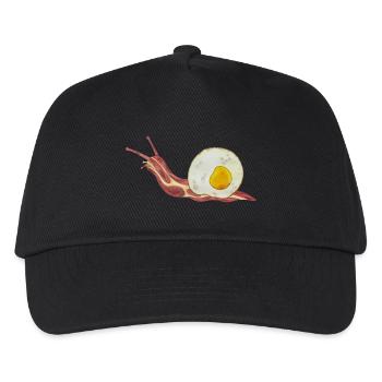 Baconschnecke Bacon and egg Spiegelei - Kinder Basecap - Schwarz - Vorne