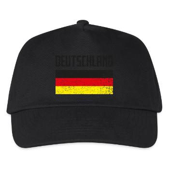 Deutschland Flagge Grunge Geschenk - Kinder Basecap - Schwarz - Vorne