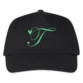 Monogramm T Herz Ranke - Kinder Basecap - Schwarz - Vorne