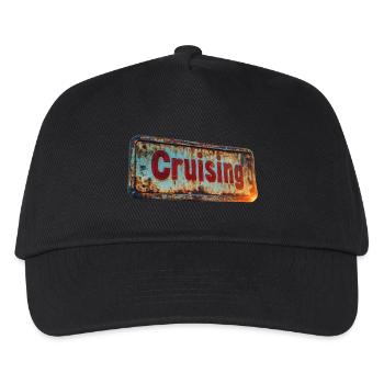 Cruising-Schild im rostigen Vintage-Look - Kinder Basecap - Schwarz - Vorne