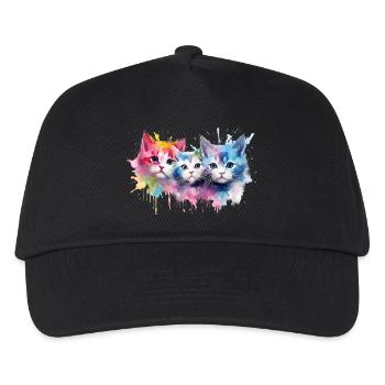 Farbenfrohe Britische Regenbogenkatzen - Kinder Basecap - Schwarz - Vorne