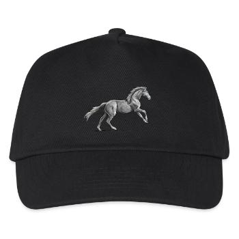 Schwarzes Pferd im Galopp - Kinder Basecap - Schwarz - Vorne