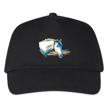 Camargue Pferd Portrait - Kinder Basecap - Schwarz - Vorne