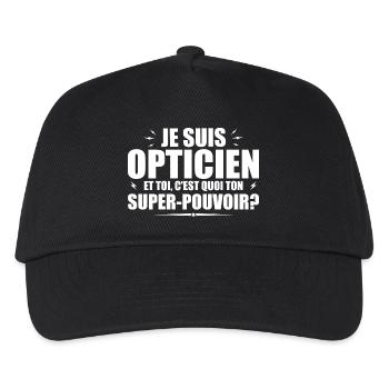 Ich bin Optiker. Was ist deine Superkraft? - Kinder Basecap - Schwarz - Vorne