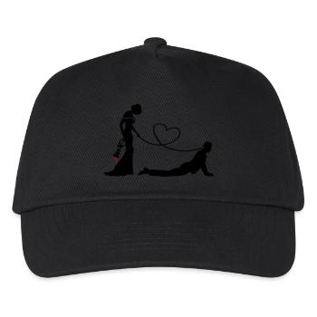 Hochzeit Brautpaar Leine Herz - Kinder Basecap - Schwarz - Vorne