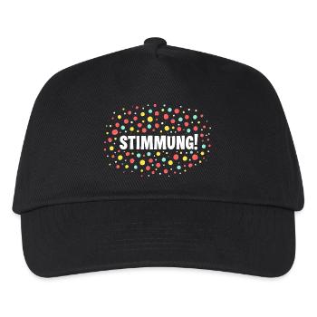 Stimmung Konfetti Silvester Karneval Kostüm - Kinder Basecap - Schwarz - Vorne