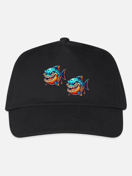 piranha comic fisch 2 - Kinder Basecap - Schwarz