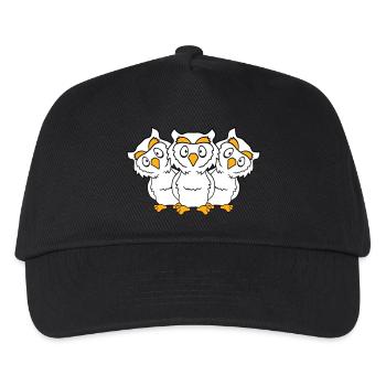 3 Eulen Team Freunde Party Crew drei Brüder Truppe - Kinder Basecap - Schwarz - Vorne