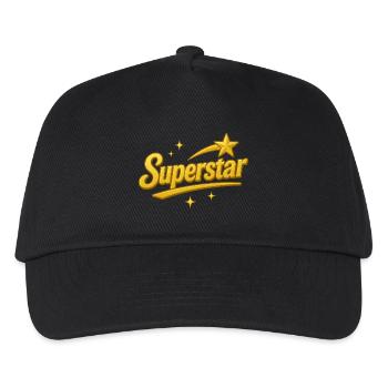 Goldene Superstar Aufschrift, Liebe, Freundschaft - Kinder Basecap - Schwarz - Vorne