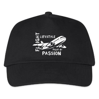 Flugzeug Passion Lifestyle - Piloten und Fliegerei - Kinder Basecap - Schwarz - Vorne