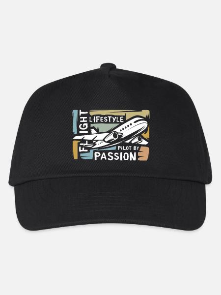 Pilot by Passion - vintage Flugzeug Collage - Kinder Basecap - Schwarz