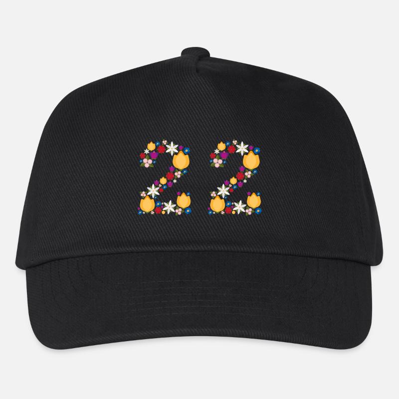 Flowers 22 - Kinder Basecap - Schwarz