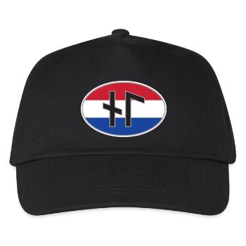 NL (Nederland) Runen-Ländercode-Aufkleber - Kinder Basecap - Schwarz - Vorne