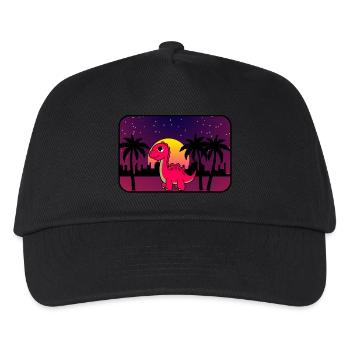 Dino Retro Wave - Kinder Basecap - Schwarz - Vorne