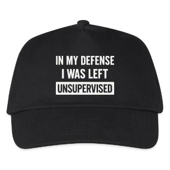 In my defense: unattended - Kids’ Baseball Cap - black - Front