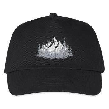 Ruhige Bergwald-Silhouette - Kinder Basecap - Schwarz - Vorne