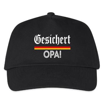 Gesichert Opa! Werdender Opa Spruch - Kinder Basecap - Schwarz - Vorne