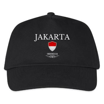 Jakarta, Indonesien, minimalistisches, elegantes Design - Kinder Basecap - Schwarz - Vorne