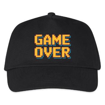 Game Over Retro Pixel Arcade Gamer Spruch - Kinder Basecap - Schwarz - Vorne