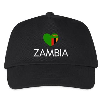 Herz mit sambischer Flagge, ich liebe Sambia - Kinder Basecap - Schwarz - Vorne