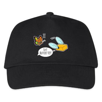 Fliegende Butter Schmetterling kuckt zu, Butterfly - Kinder Basecap - Schwarz - Vorne