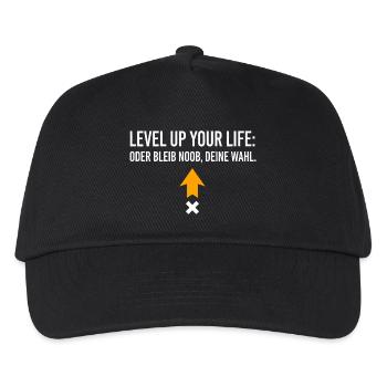 Level Up Your Life oder bleib Noob, Deine Wahl - Kinder Basecap - Schwarz - Vorne