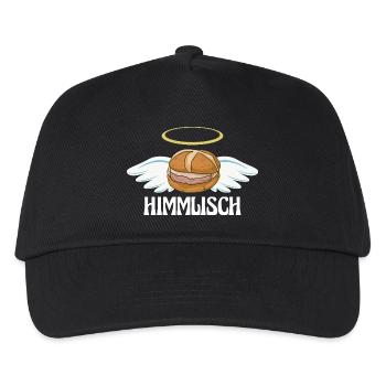 Himmlisch bayrische Leberkassemmel mit Flügeln  - Kinder Basecap - Schwarz - Vorne