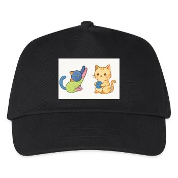 Verspieltes Duo aus Kätzchen und Garn - Kinder Basecap - Schwarz - Vorne