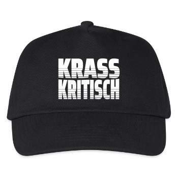 Krass Kritisch - Krasser Linientext mit Streifen - Kinder Basecap - Schwarz - Vorne