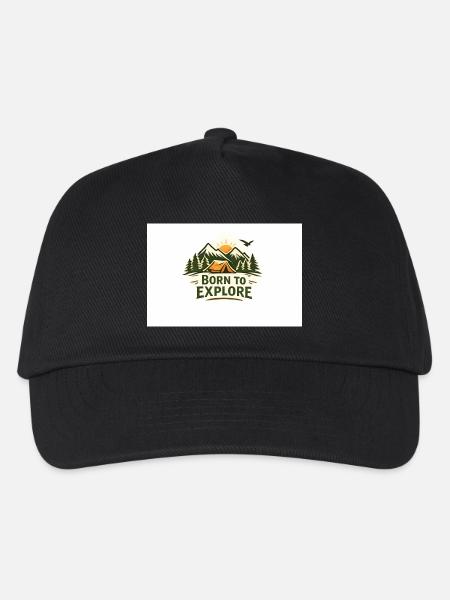 Born to Explore Outdoor Abenteuer - Kinder Basecap - Schwarz