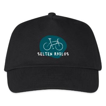 Selten radlos – Lustiger Rennrad Wortspiel Spruch - Kinder Basecap - Schwarz - Vorne