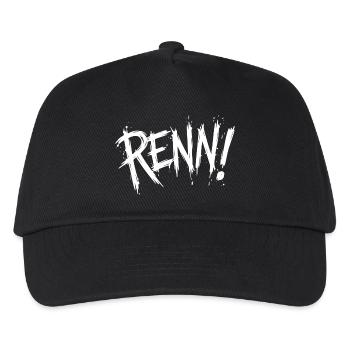 Renn! (Rennen Laufen Joggen Läufer Läuferin) - Kinder Basecap - Schwarz - Vorne