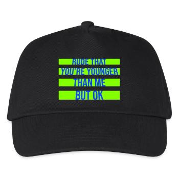 Rude that you're younger than me but ok Birthday - Kids’ Baseball Cap - black - Front