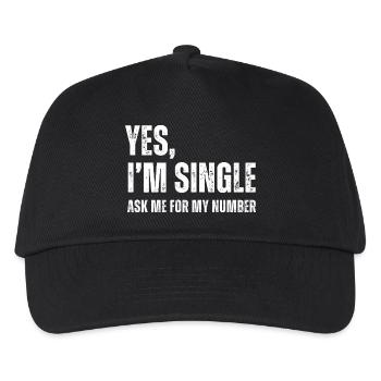 Ja, ich bin Single, frag mich nach meiner Nummer, lustiges Dating - Kinder Basecap - Schwarz - Vorne