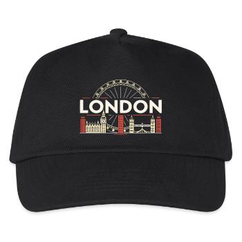 London Skyline und Riesenrad - Kinder Basecap - Schwarz - Vorne