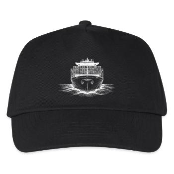 Container Shipping Cargo Ship Drawing Print - Kids’ Baseball Cap - black - Front