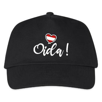 Oida! Österreich Herz I love Austria Dialekt Munda - Kinder Basecap - Schwarz - Vorne