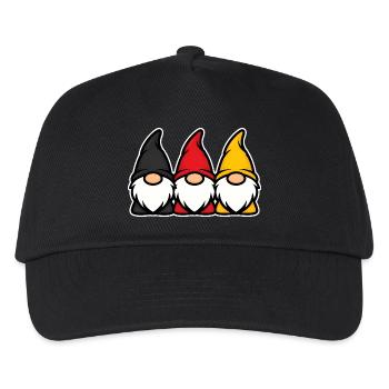 Deutschland Gartenzwerge Trio Schwarz Rot Gold - Kinder Basecap - Schwarz - Vorne
