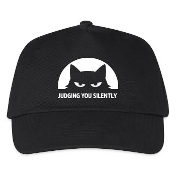 Lustige Schwarze Katze: Ich beurteile dich schweigend - Kinder Basecap - Schwarz - Vorne