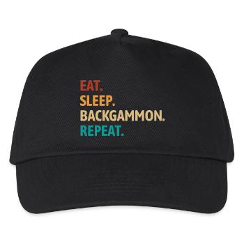Eat Sleep Backgammon Repeat | Board Game - Kids’ Baseball Cap - black - Front