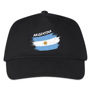 Argentina Argentinien Argentinische Flagge Brush - Kinder Basecap - Schwarz - Vorne