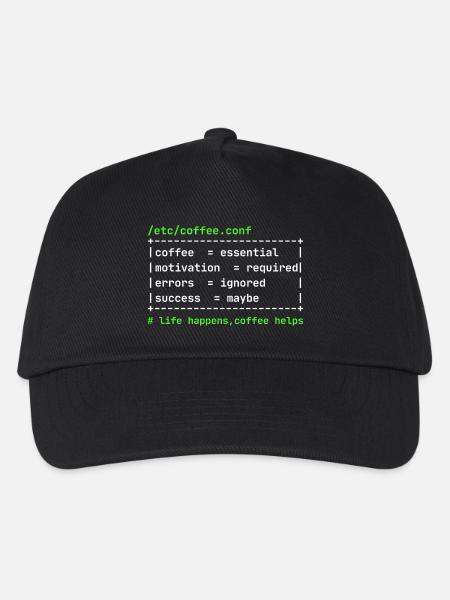 Coffee Config – Developer Kaffee Design - Kinder Basecap - Schwarz