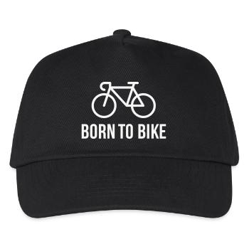 Born To Bike (Radfahrer / Fahrrad / Rennrad / B) - Kinder Basecap - Schwarz - Vorne