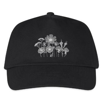 Blossoms Silhouette Floral Contours - Kids’ Baseball Cap - black - Front