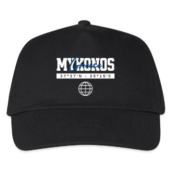 Mykonos Griechenland Koordinaten Reise Souvenir - Kinder Basecap - Schwarz - Vorne