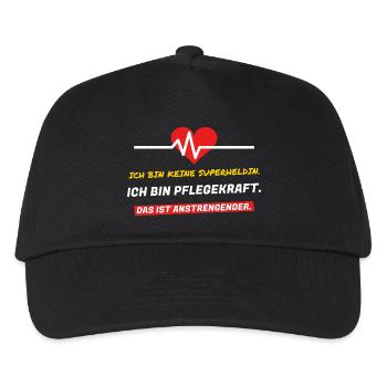 Ich bin Pflegekraft. Das ist anstrengender - Kinder Basecap - Schwarz - Vorne